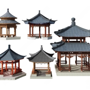 新中式亭子3D模型下载